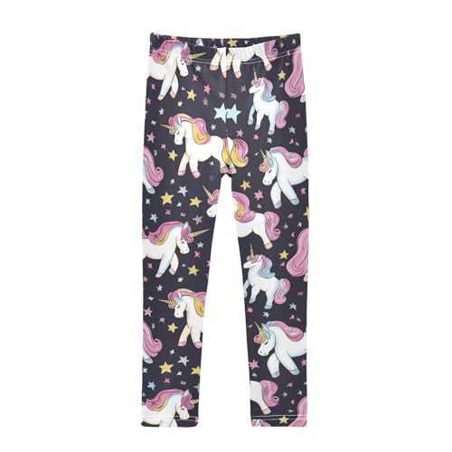 Cute Unicorns Girls' Leggings Toddler Doodles Stars Kids Yoga Pants Dance Active Tights 6T Multi