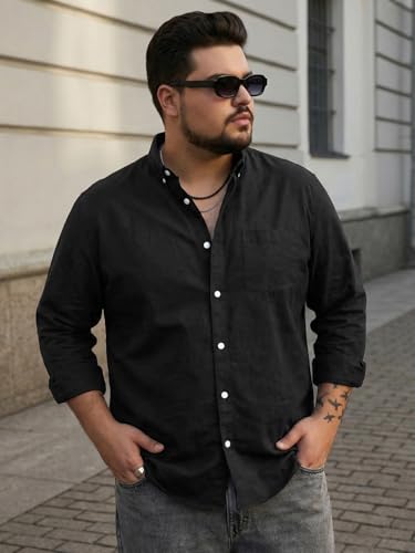 Image of Urbano Plus Men's Cotton Full Sleeve Regular Fit Solid Oxford Shirt with Button-Down Collar