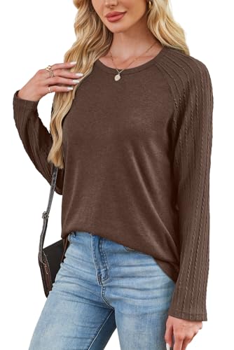 Image of OFEEFAN Long Sleeve Shirts for Womens Fall Fashion 2026 Crewneck Oversized Sweatshirt Tunic Tops to Wear with Leggings