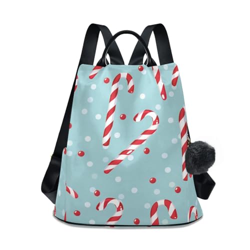 KLL Christmas Candy Fashion backpack for work lightweight bags for women backpack for Daily College Shopping with Pom-pom keychain