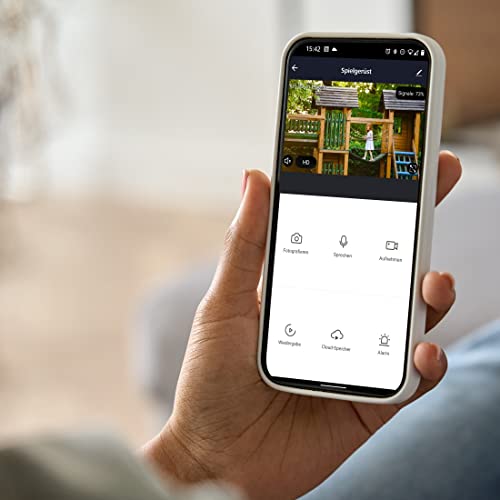 Hama &Uuml;berwachungskamera (WLAN Kamera f. au&szlig;en mit Akku u. Solar, Outdoor Kamera per Sprache/App steuern, wetterfeste Au&szlig;enkamera, Bewegungsmelder, Nachtsicht, 2-Wege-Audio, Aufzeichnung, FullHD) schw.