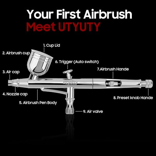 UTYUTY 27PSI 7-Level Ultra-Quiet Airbrush
