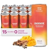 Moment Adaptogen Drink (Shark Tank) | NON-CARBONATED Non Alcoholic Drinks | Spiced Mango | L-Theanine & Ashwagandha for Calm & Clarity | 0 Added Sugar, 0 Caffeine | 12-pack