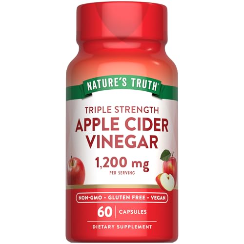 Natures Truth Apple Cider Vinegar Vegan Capsules | 1200mg | 60 Veggie Pills | Extra Strength | Vegan Non-GMO and Gluten Free Supplement