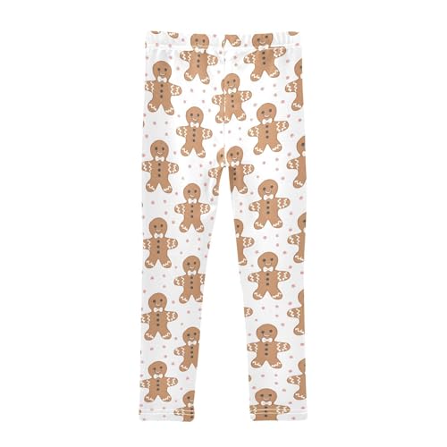 Gingerbread Man Snowflake Girls Leggings Ultra Soft Compression Yoga Gym Pants for Kids 4-10T2