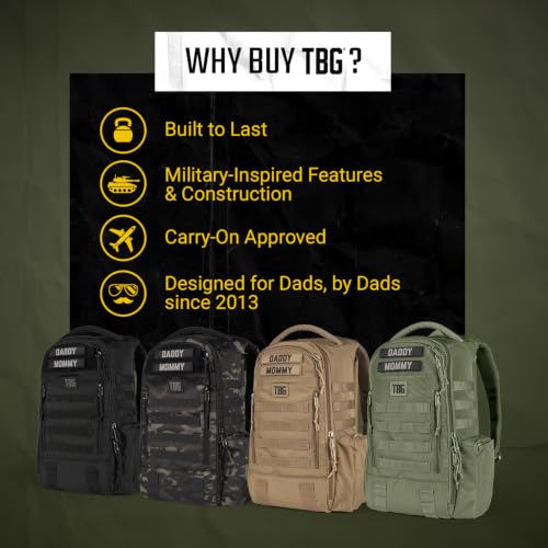 Image of Tactical Baby Gear Daypack Tactical Diaper Bag Backpack for Dads - MOLLE compatible, Built-in Changing Mat, Stroller Straps (Black 4th Gen)