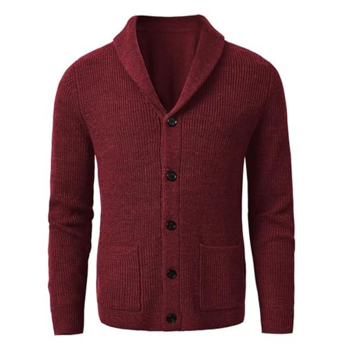 Men's Shawl Collar Cardigan Sweater Slim Fit Knit Button Up Merino Wool Sweater2