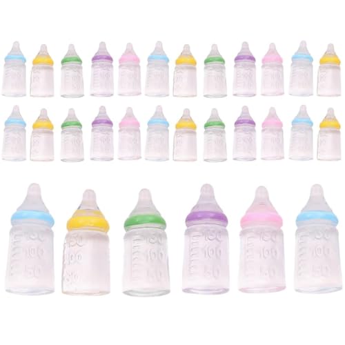 Licsaliwe Mini plástico Bottles de muñecas Baby 30pcs, Coloridos Accesorios de alimentación de Juguetes, Frasco de Dulces livianos para el Bautismo de Bricolaje, favores de Fiesta novedosa