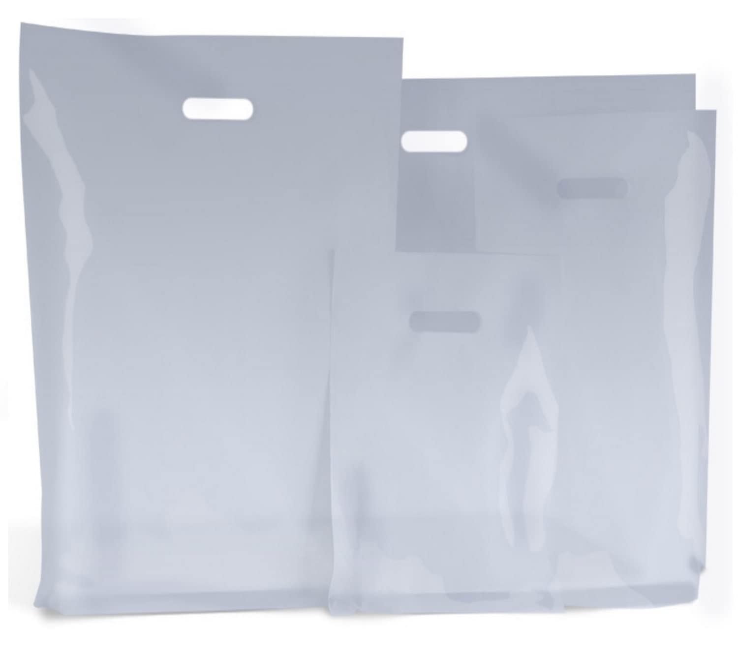 Clear Plastic Bags/Gift Shop Carrier Bag/Boutique Retail - Small & Large (50, Large 15x18+3")