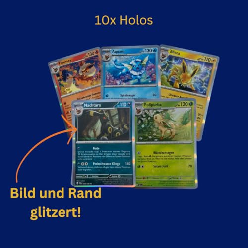Pokemon Karten Set 51 Glitzerne Deutsch - 1 V/EX, 10 Holos, 40 Reverse Holos - Glitzernde Sammelkarten, Ultra Seltene - Geschenk Highlight für Kinder - Spieledrache – Bild 4