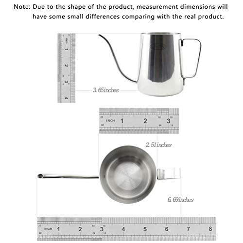 Long Narrow Spout Coffee Pot [Small] - Newness 304 Stainless Steel Hanging Ear Hand Blunt Pour Over Drip Pot for Coffee Maker, Hanging Ear Coffee Bag Lover, 1.37 Cup (11 Ounces, 330 Milliliter) - Thumbnail 2