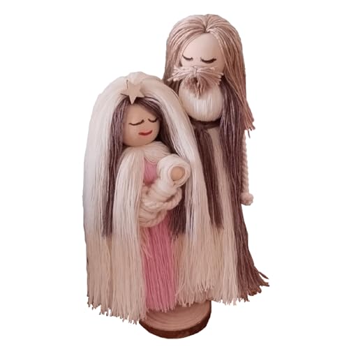 Genérico Belén Navidad - Decoración Navideña de Algodón y Madera - Figuras Decorativas para Regalo o Decoración Hogar - Muñecos Navideños - Nacimientos de Navidad Hechos a Mano - Belén Artesanal
