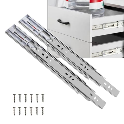 Image of Volo Heavy Duty Drawer Slides, Full Extension Ball Bearing Runners | Pack of 2 Piece | Channels for Kitchen Cabinets, Wardrobes, and Dressers (Push to Open, 10 Inch)