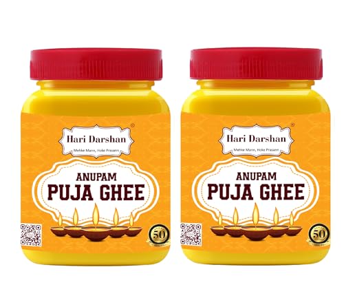 Image of Hari Darshan Anupam Puja Ghee | Premium Puja Ghee for Havan Essential Lighting Diya Festival Rituals | Pure Ghee for Puja Spiritual Offerings Non-Edible | Pack of 2 (200g Each)