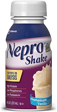 Nepro Nutrition Shake for People on Dialysis, with 19 Grams of Protein, 420 Calories, Vanilla, 8 fl oz, 16 Count