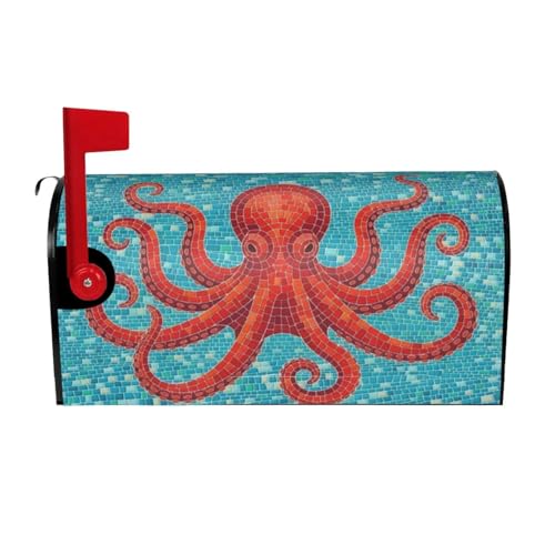 Image of Octopus Mailbox Cover Magnetic Ocean Theme Waterproof Mailbox Wraps Post Letter Box Decor 21x18 in