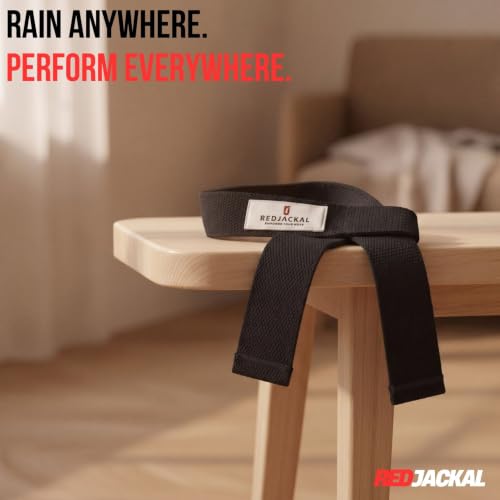 Image of REDJACKAL Single Loop Lifting Straps for Weightlifting - Heavy Duty Padded Cotton Deadlift Straps for Men & Women - Powerlifting, Bodybuilding & Gym Strength Training | 2 Pair Black