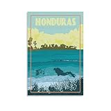 Jdheeh Póster de viaje vintage de Honduras Utila para decoración de pared, 30 x 45 cm