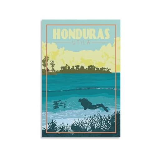 Jdheeh Póster de viaje vintage de Honduras Utila para decoración de pared, 30 x 45 cm