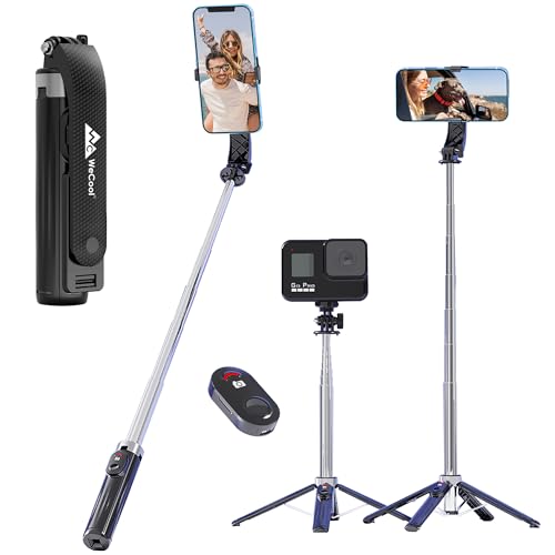 Image of WeCool S3 Selfie Stick Tripod for Mobile with 360 Rotation Offers a 4-Leg Stable Base, extends up to 102 cm, Supports Bluetooth 5.2 with 10m Range.