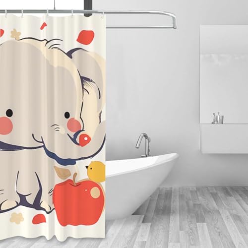 Rideau de douche éléphant en polyester imperméable avec ses 12 crochets inclus