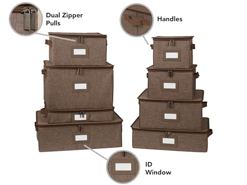 Covermates Dish Storage Box Set, 8"W x 8"D x 7"H, Brown Heather - Image 2