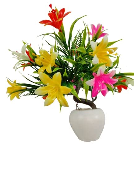 NMAB ARTESANIA Artificial Flowers/Plant with Pot for Home Decor, Living Room, Balcony, Indoor/Outdoor(P281)