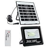 Solar Flood Lights Outdoor Waterproof - IP67 Security Floodlight Dusk to Dawn Auto On/Off, 6500K Solar Powered Lights Outside with Remote Control for Wall Porch, Patio, Backyard, Garden, Barn​, Shed