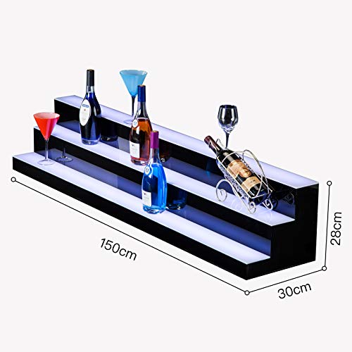 Suncoo 3 Step Led Lighted Liquor Bottle Display Shelf 60 Inch, Home Bar Bottle Shelf, Drinks Lighting Shelves With Remote Control #TOP5