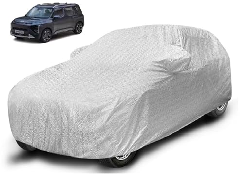 Image of Auto Hub Waterproof Car Cover Compatible with Kia Syros with Mirror Pocket, Soft Cotton Lining, Waterproof Syros Car Cover- Metallic Silver