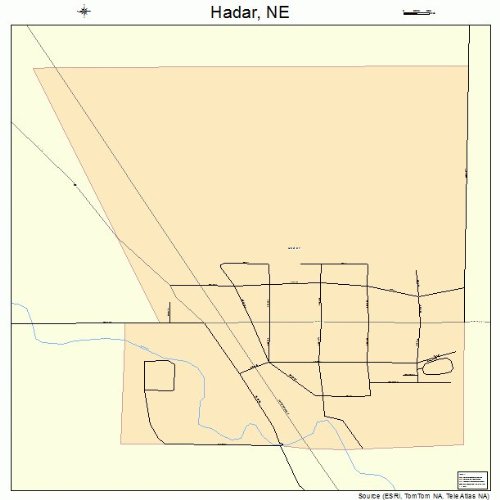 Large Street & Road Map of Hadar, Nebraska NE Printed poster size
