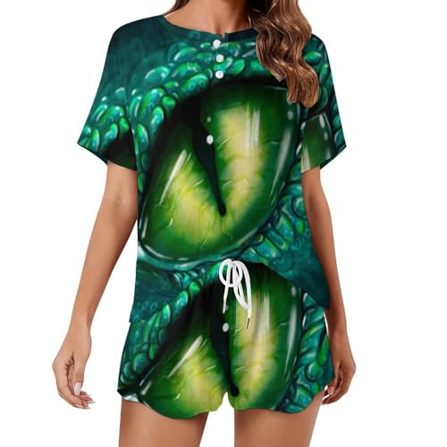 Pyjama femme manches courtes vêtements de nuit été sleepwear dragon