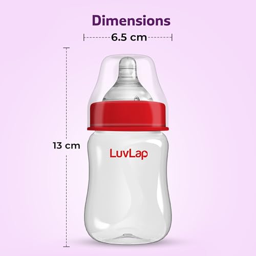 Image of LuvLap Anti-Colic Wide Neck Natura Flo Baby Plastic Feeding Bottle, 150Ml (Pack of 8), New Born /Infants /Toddler Upto 3 Years, BPA Free