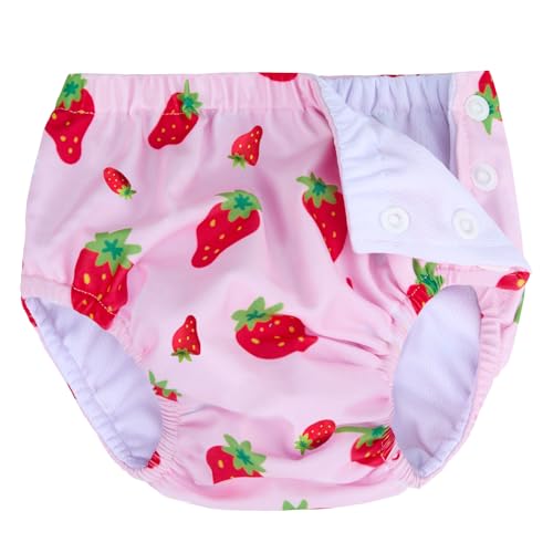 Baby Newborn Reusable Swim Diapers Washable Toddler Unisex Swim Diaper Infant Swimming Diapers (Pink Strawberry 3-6 M)