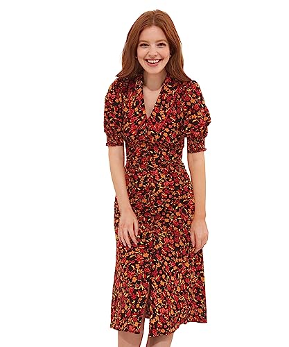 Joe Browns Damen Herbst Floral Statement Kragen 3/4 Ärmel Midi Lässiges...