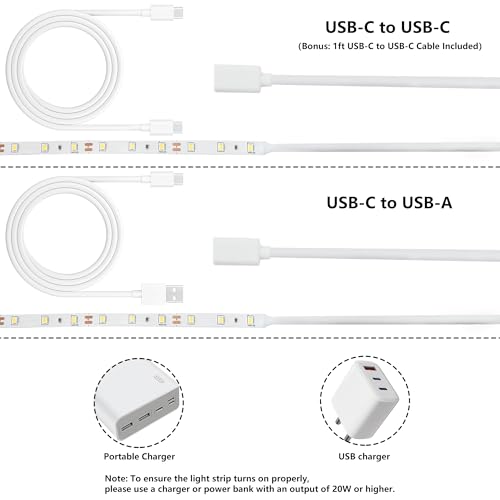 Tira de LED USB C 12V 16.4 pies Luz blanca fría miniatura 2