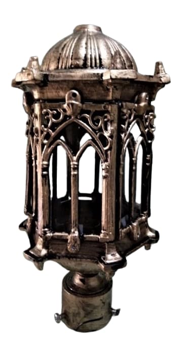 Vintage Gothic Outdoor Post Lamp,Prop It Up 15W Weather Proof Outdoor Square Light, Golden & Black Antique- Beige-image-44