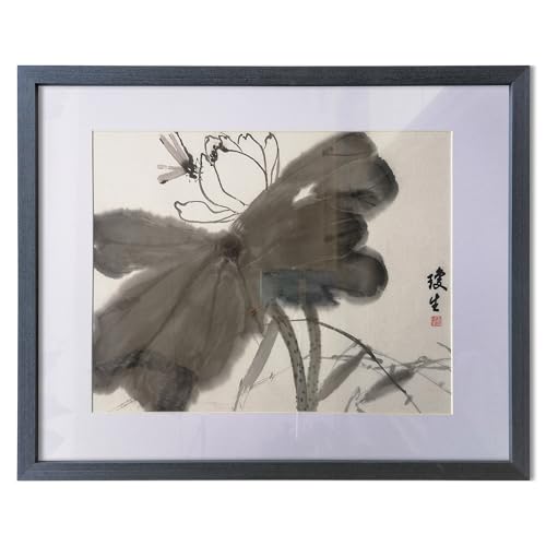 Peinture chinoise lotus tableau mural fleur oiseau décoration asiatique encre 50x40