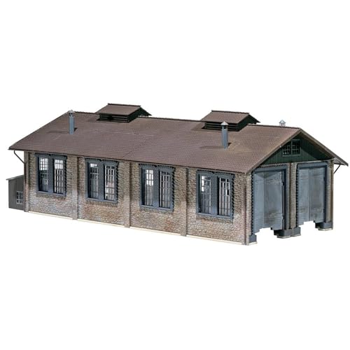 FALLER Lokschuppen 2-ständig Modellbausatz mit 126 Einzelteilen 365 x195 x130mm I Modelleisenbahn Zubehör H0 Gebäude I Modelleisenbahn H0 Lokwerkstatt