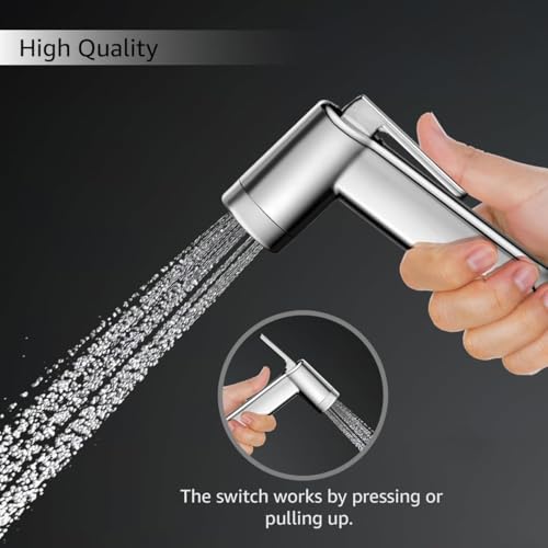 Image of ABS Health Faucet with 1 Meter Flexible Hose Pipe and Wall Hook, Chrome Finish (Jet Spray for Toilet) (Set of 1)
