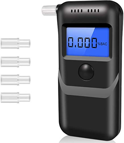 Breathalyzer, [2020 New Upgraded] Portable Breath Alcohol Tester LCD Screen with 5 Mouthpieces