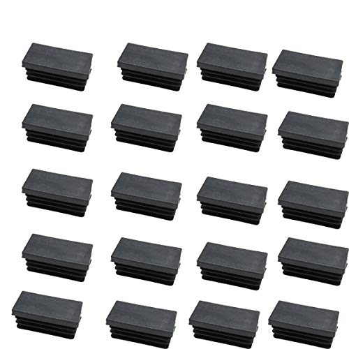 Image of XMHF Rectangle Tubing Black Plastic Plug Fence Post Pipe Chair Glide Insert Finishing Caps 20 Pcs