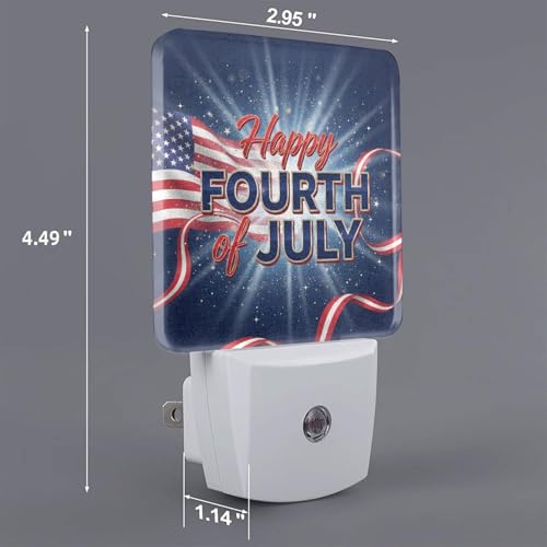 Image of Futterya Plug-in LED Night Light, 4th of July Patriotic Set of 2 Dusk-to-Dawn Auto Sensor Decor Lamp