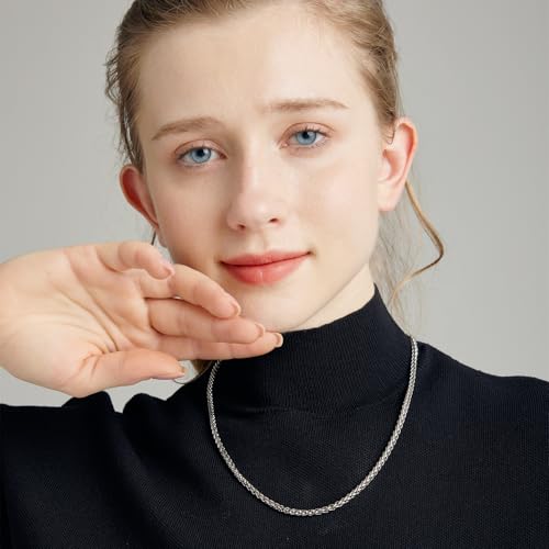 2 Pcs Chains for Men, 4mm Stainless Steel Silver Tone Gold or Black Wheat Necklace Chain for Men Women Boy, 16, 20, 24, 28, 32 Inch4