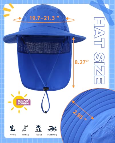 Image of Home Prefer UPF 50+ Boys Sun Hat with Neck Flap Wide Brim Summer Beach Bucket Hat for Boys Girls Toddler Kids Safari Hat