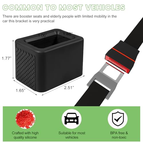 Image of povtii 2PCS Car Seat Belt Buckle Holder, Silicone Auto Seatbelt Buckle Booster Makes Receptacle Upright Buckling, Easy Access Seat Belt Buckle Safety Cover for Kids, Car Accessories (Black)