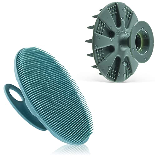 Soft Silicone Body Cleansing Brush Shower Scrubber, Silicone Hair Shampoo Brush Scalp Care Massager Hair Washing Brush