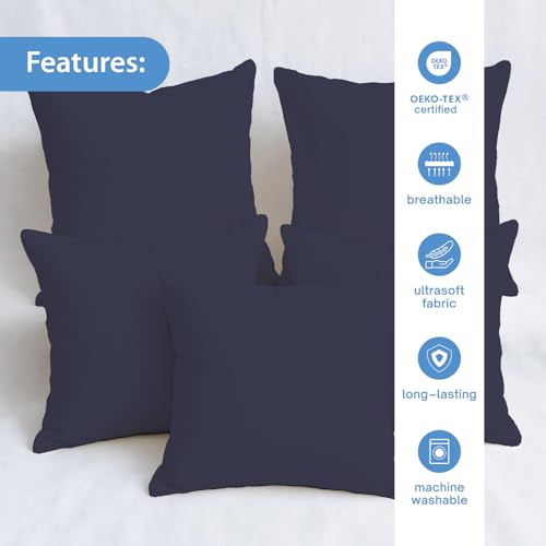 Image of Zinnia Soft Microfiber Cushions for Sofa & Living Room | Eclipse, 15 x 15 Inches | Soft & Comfortable Cushion for Home & Daily Use | Pack of 5
