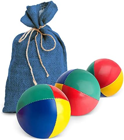 Mister M | 3 Juggling Balls in Blue Jute Bag | Easy to Grip | Waterproof Coating and eco-Friendly Padding | Suitable for Beginners and Professionals | with app and Online Video Tutorial