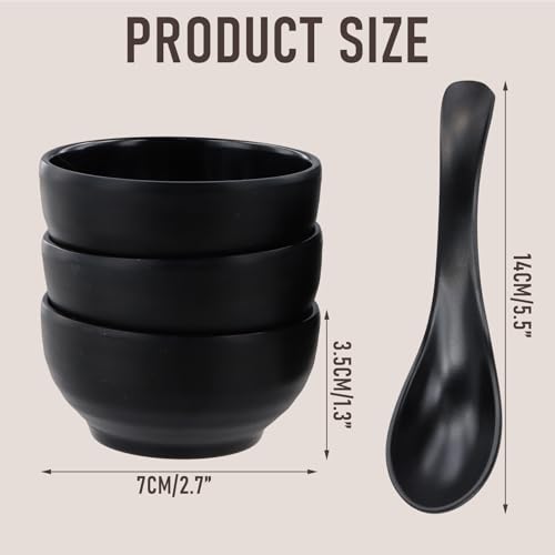 Set di 6 ciotole per salsa di soia in ceramica, 90 ml, piccole ciotole per salsa di soia con cucchiaio per condimenti, sushi ketchup, barbecue - immagine 6